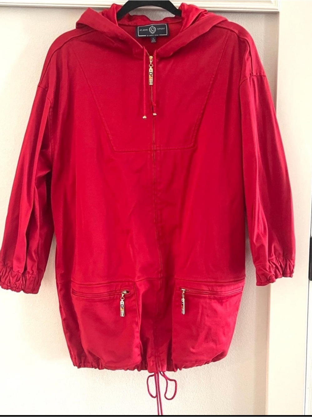 St. John sport red jacket full front zip with hood size L